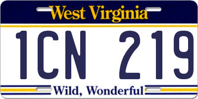WV license plate 1CN219