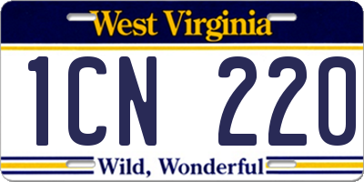 WV license plate 1CN220