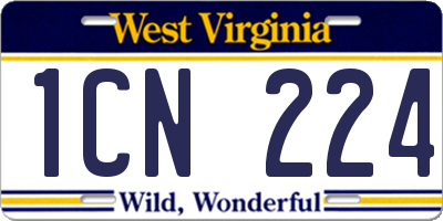 WV license plate 1CN224