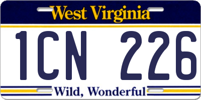 WV license plate 1CN226