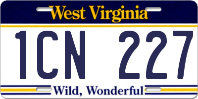 WV license plate 1CN227