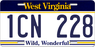 WV license plate 1CN228