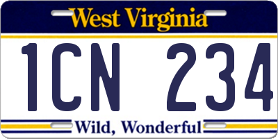 WV license plate 1CN234