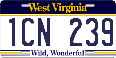 WV license plate 1CN239