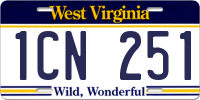 WV license plate 1CN251
