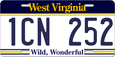 WV license plate 1CN252