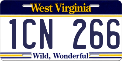 WV license plate 1CN266
