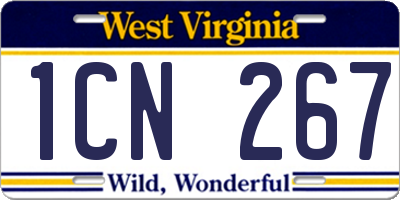 WV license plate 1CN267