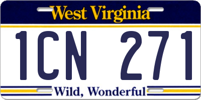 WV license plate 1CN271