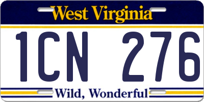 WV license plate 1CN276