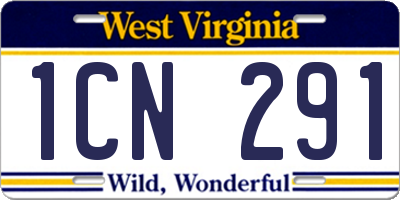 WV license plate 1CN291