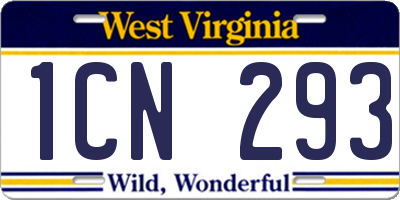 WV license plate 1CN293