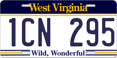 WV license plate 1CN295