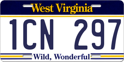 WV license plate 1CN297