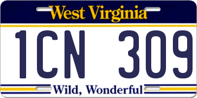 WV license plate 1CN309
