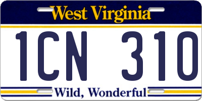 WV license plate 1CN310
