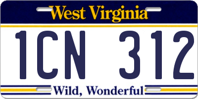 WV license plate 1CN312