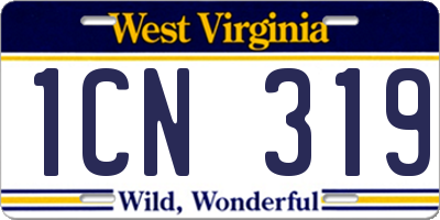 WV license plate 1CN319