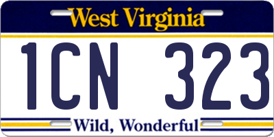 WV license plate 1CN323