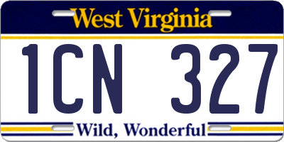 WV license plate 1CN327
