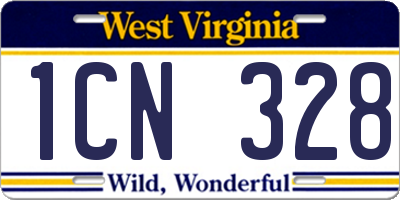 WV license plate 1CN328