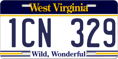 WV license plate 1CN329