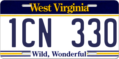 WV license plate 1CN330