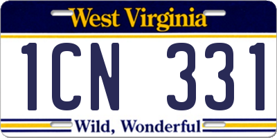 WV license plate 1CN331