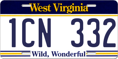 WV license plate 1CN332