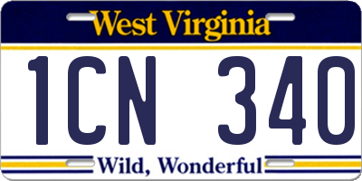 WV license plate 1CN340