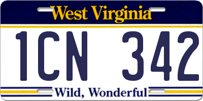 WV license plate 1CN342
