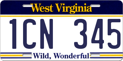 WV license plate 1CN345