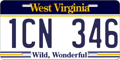 WV license plate 1CN346