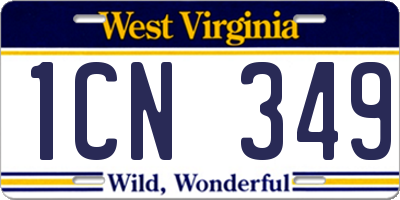 WV license plate 1CN349