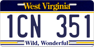 WV license plate 1CN351