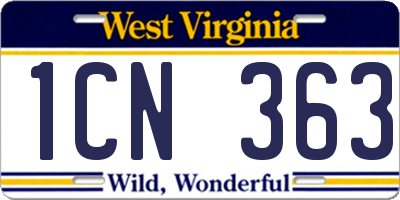 WV license plate 1CN363