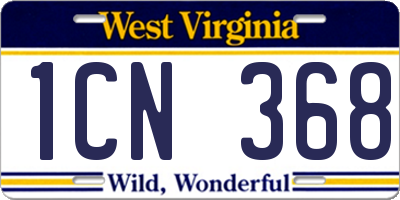 WV license plate 1CN368