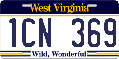 WV license plate 1CN369