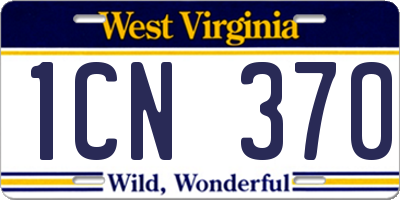 WV license plate 1CN370