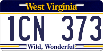 WV license plate 1CN373