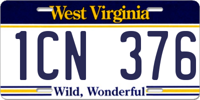WV license plate 1CN376