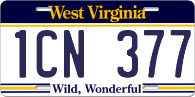 WV license plate 1CN377