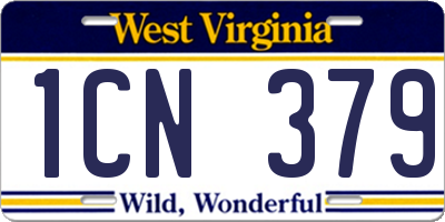 WV license plate 1CN379