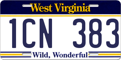 WV license plate 1CN383