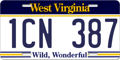 WV license plate 1CN387