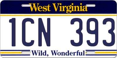 WV license plate 1CN393
