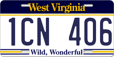 WV license plate 1CN406