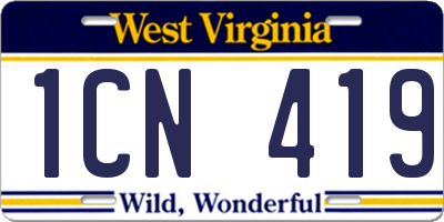 WV license plate 1CN419