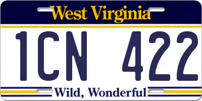 WV license plate 1CN422