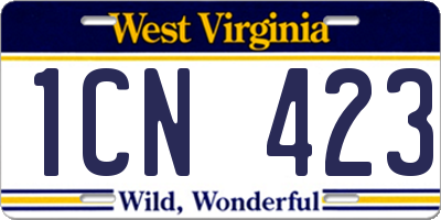 WV license plate 1CN423